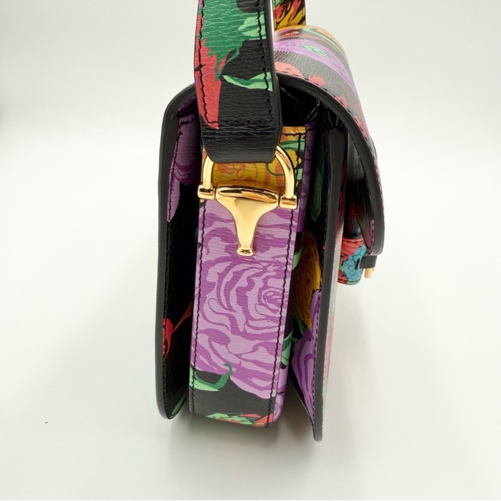 🚨SOLD🚨Gucci x Ken Scott Floral Print Horsebit 1955 Shoulder Bag - Picture 5 of 14
